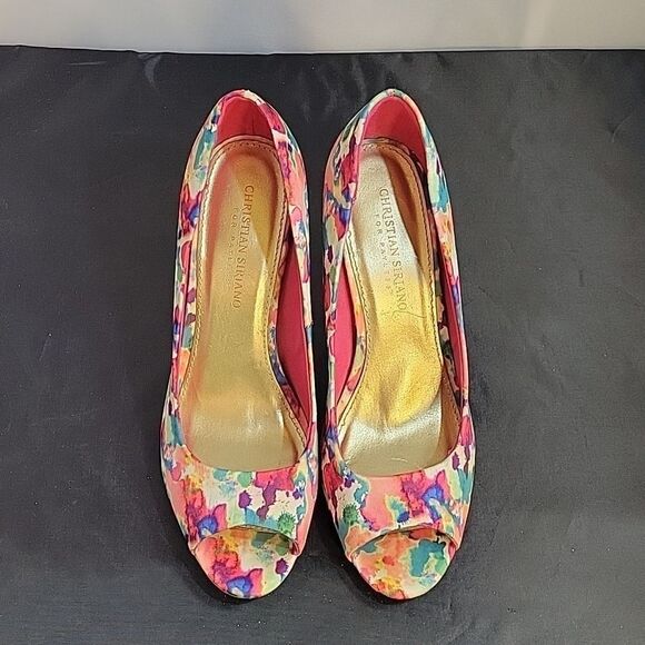 CHRISTIAN SIRIANO MULTI-COLOR PEEP TOE HEEL SANDAL - Picture 4 of 13